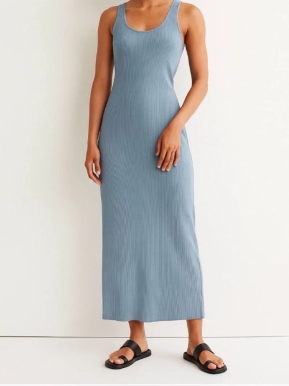 H&M Open Back Cross Strap Ribbed Midi Dress
